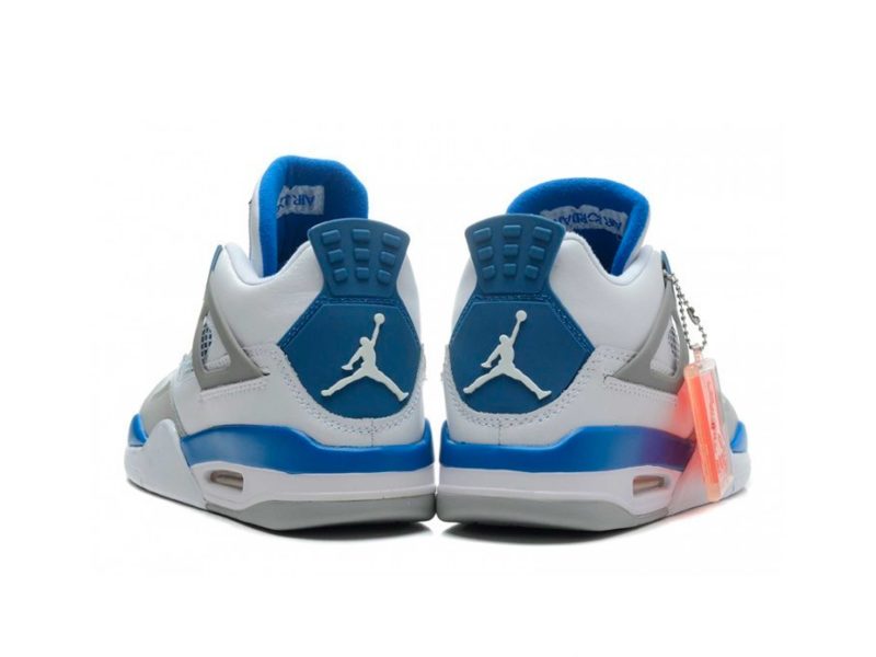 Nike Air Jordan 4 Retro White Military Blue Grey • Nike Интернет Магазин 0544