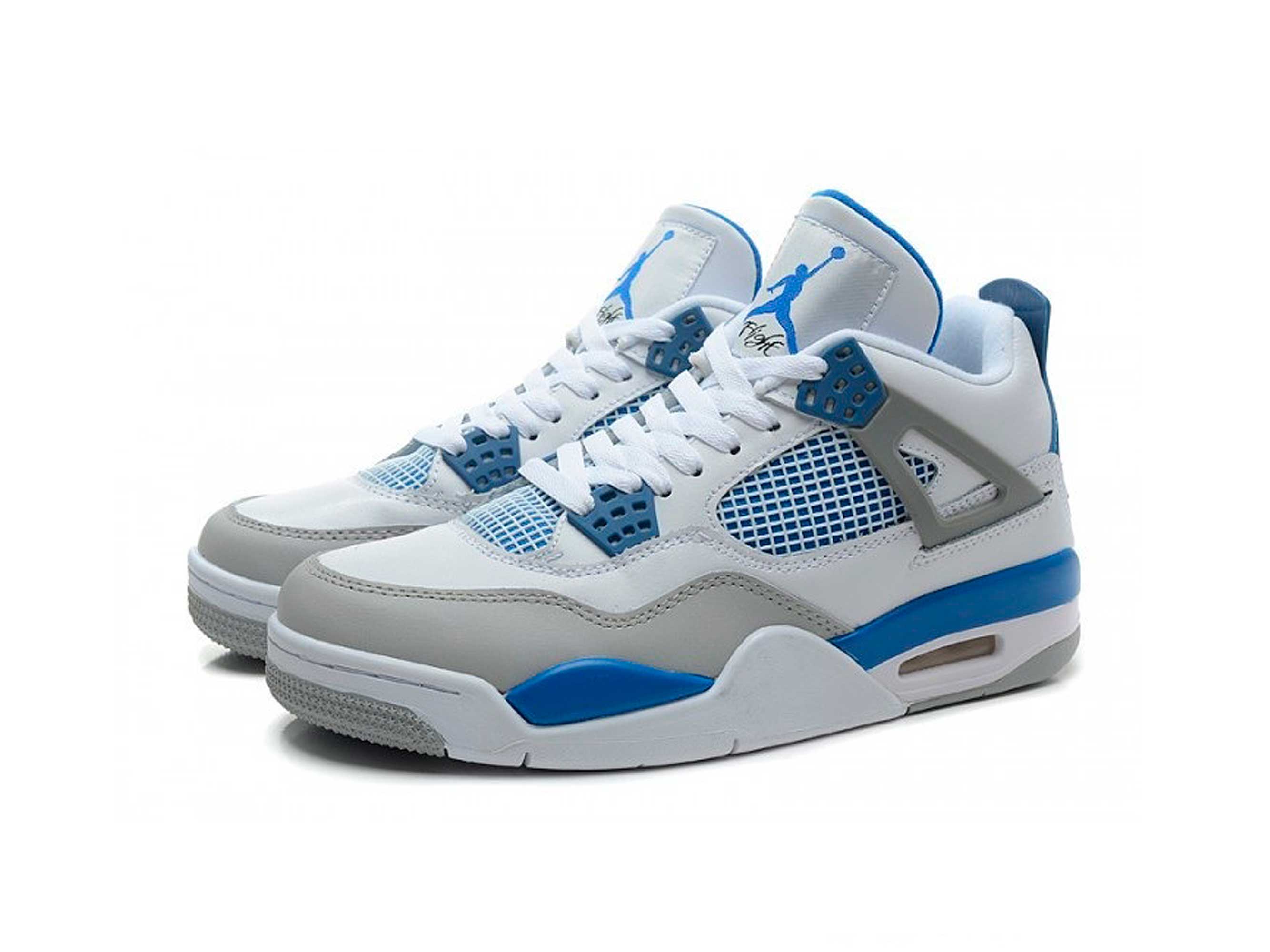 Nike Air Jordan 4 Retro White Military Blue Grey 308497 105 