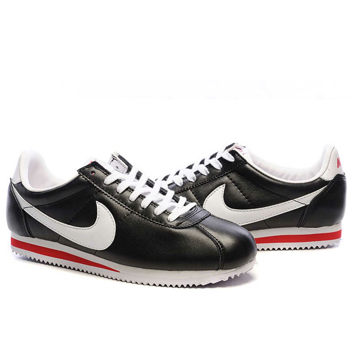 nike cortez leather black red white