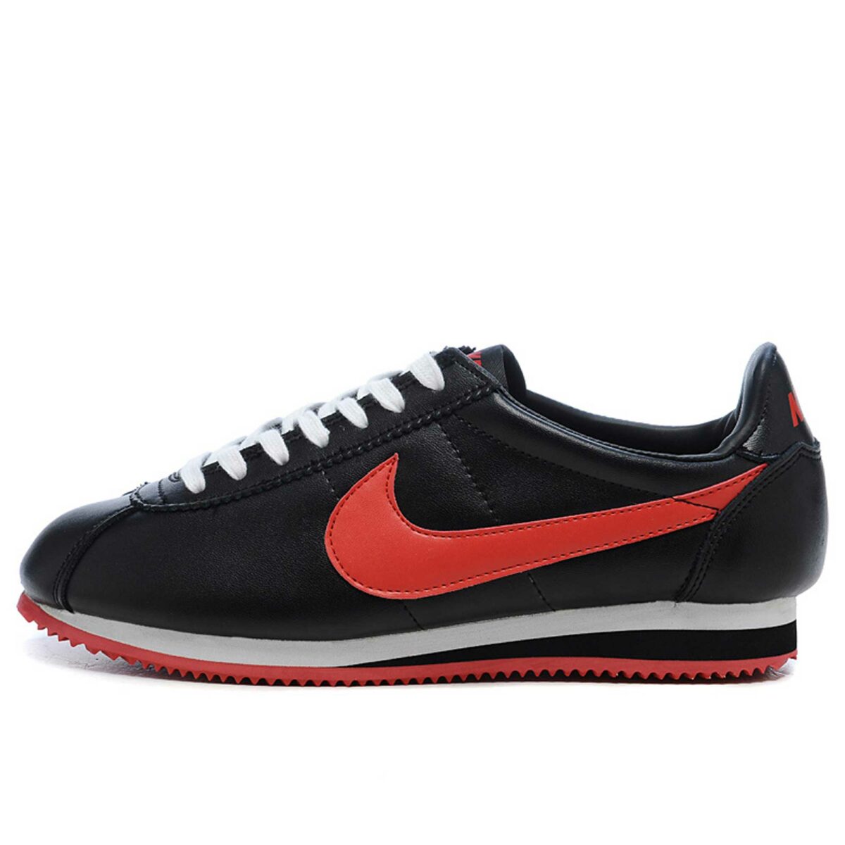 nike cortez leather triple black red