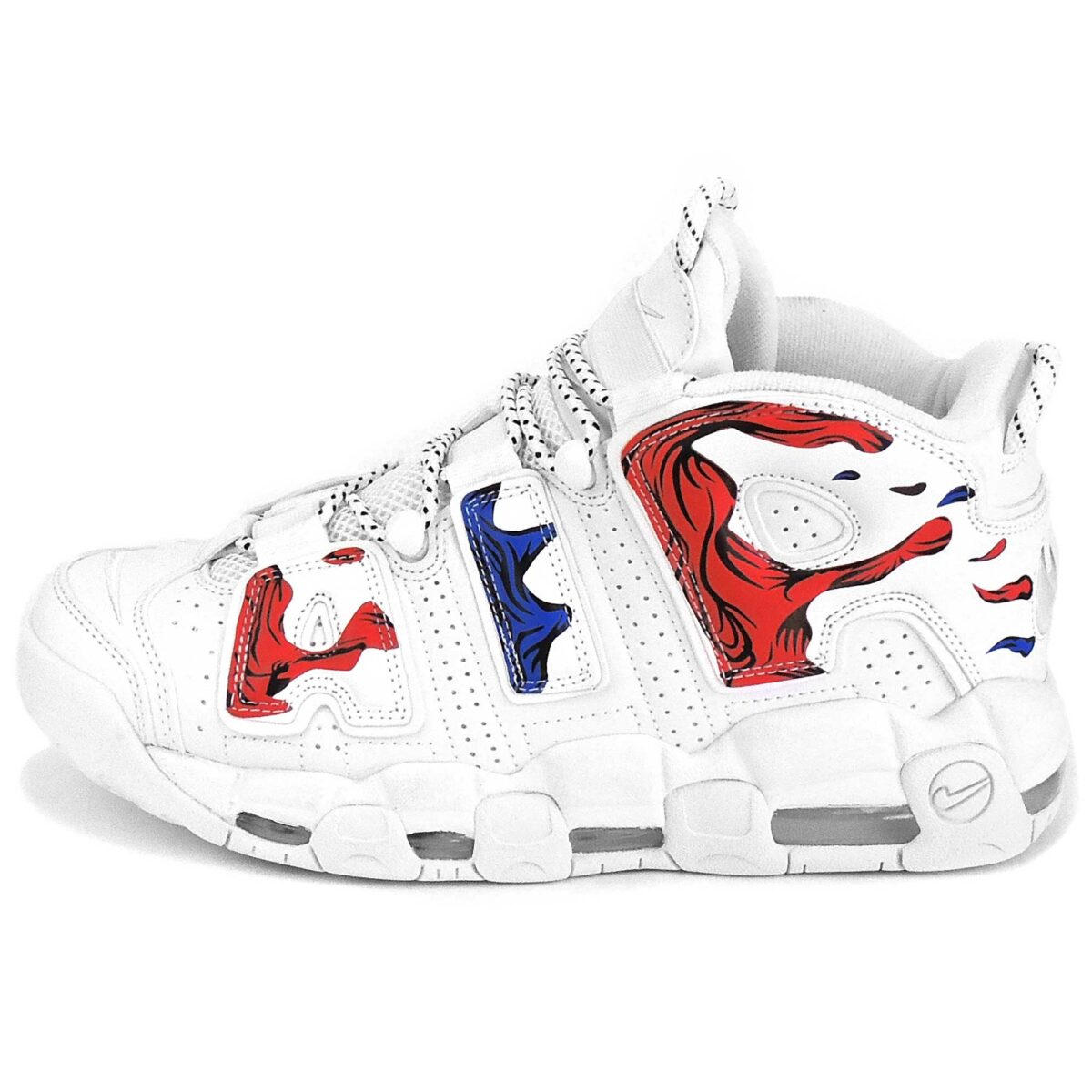 nike air more uptempo white red blue