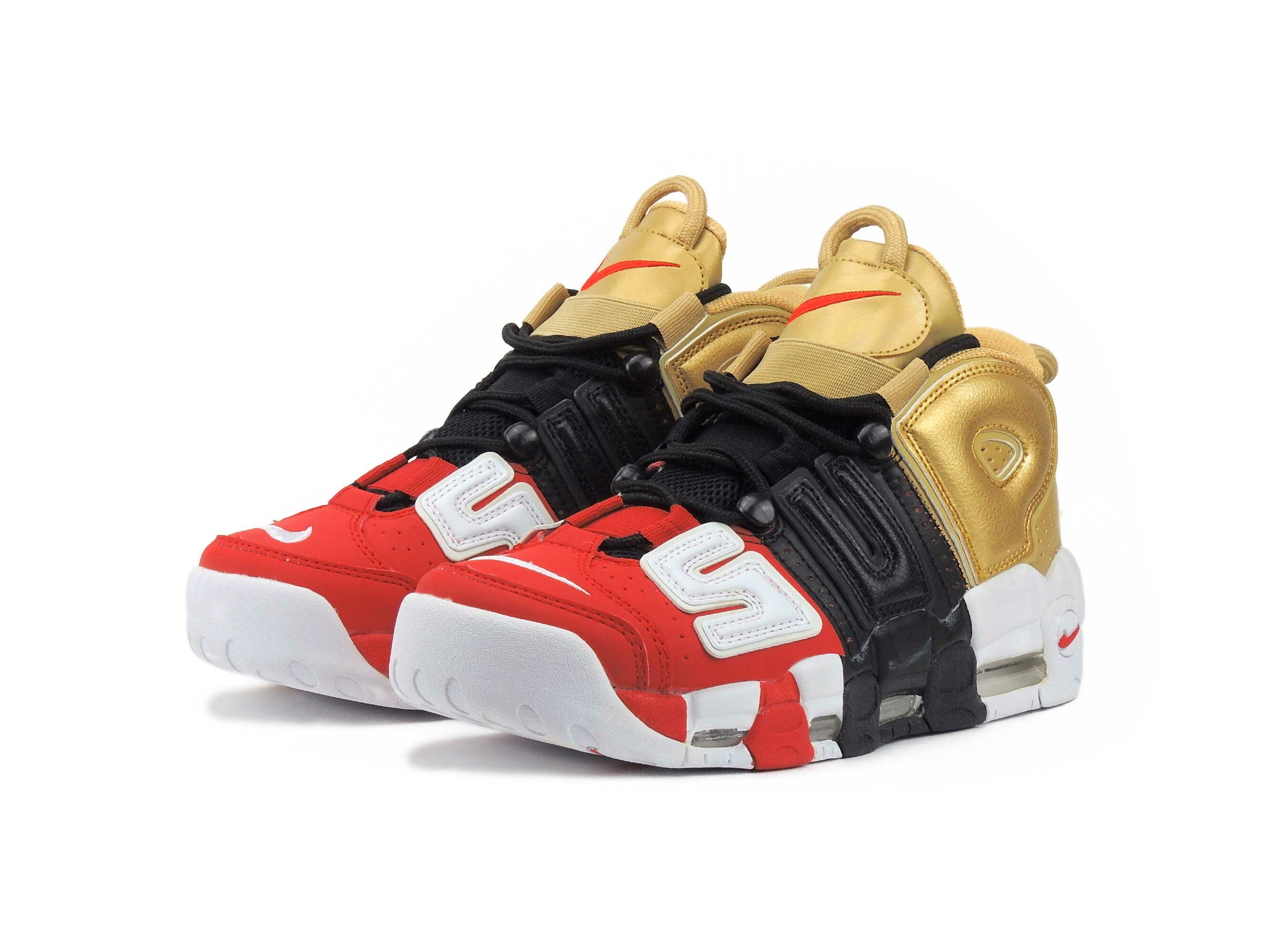 nike air more uptempo gs red black