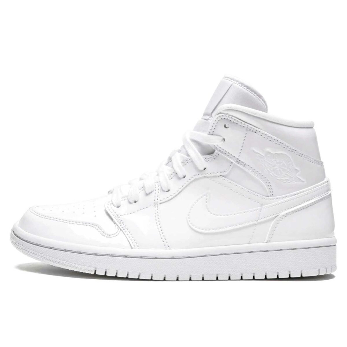 nike air jordan 1 mid triple white patent leather BQ6472_111