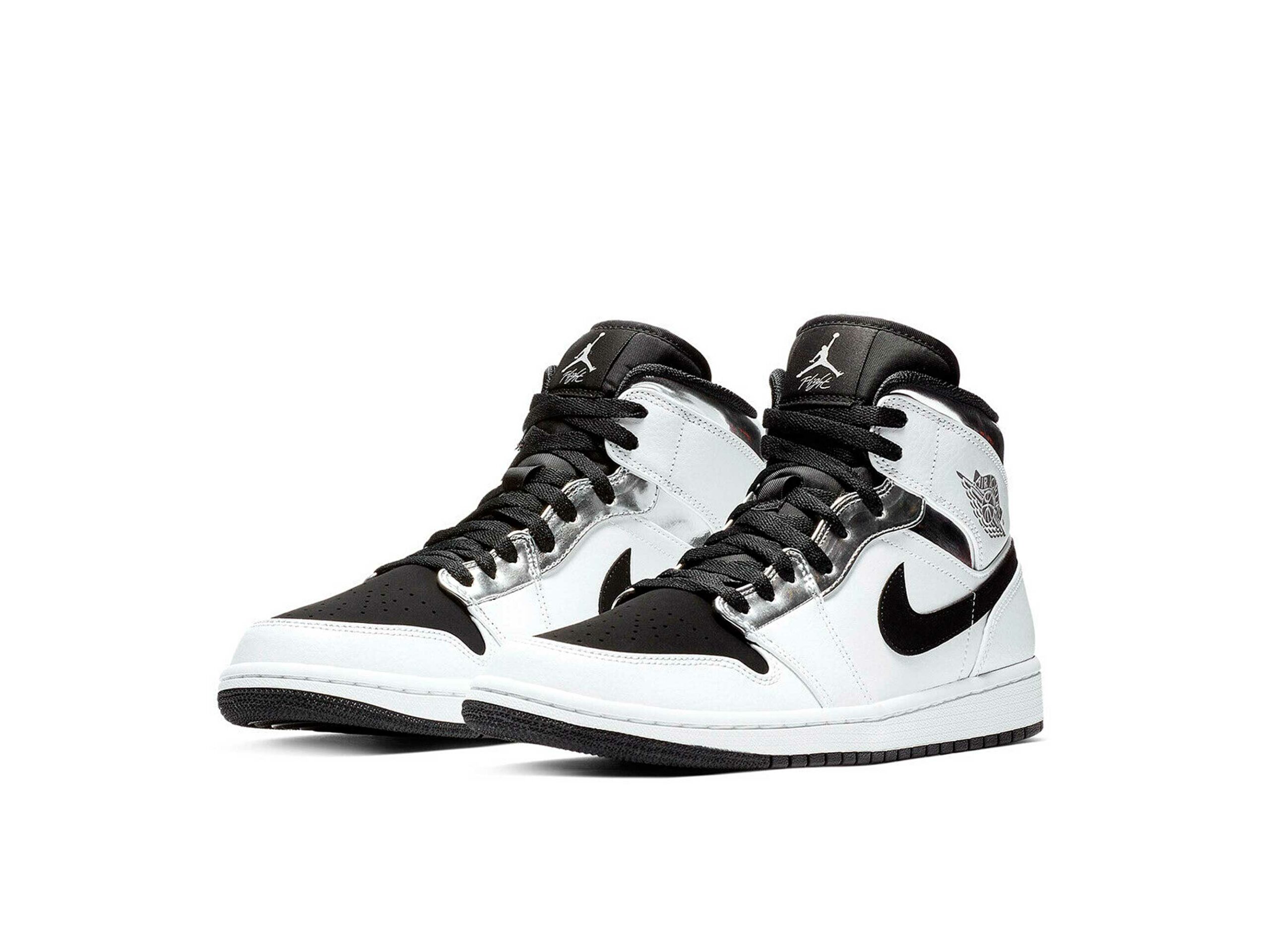 black and white silver jordan 1