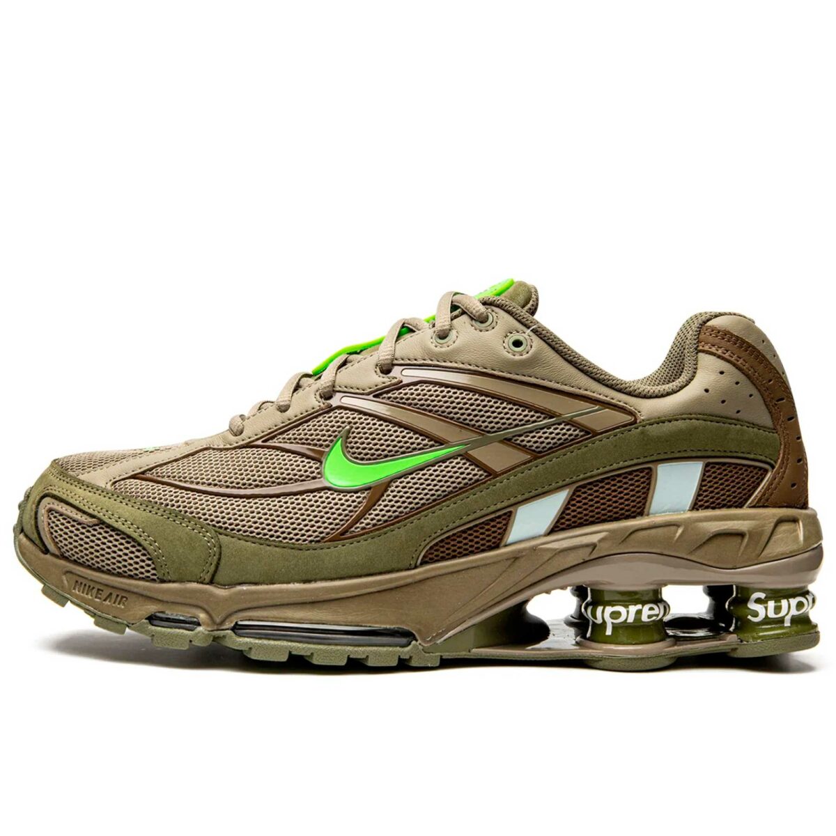 nike shox ride 2 supreme neutral olive electric green DN1615_200