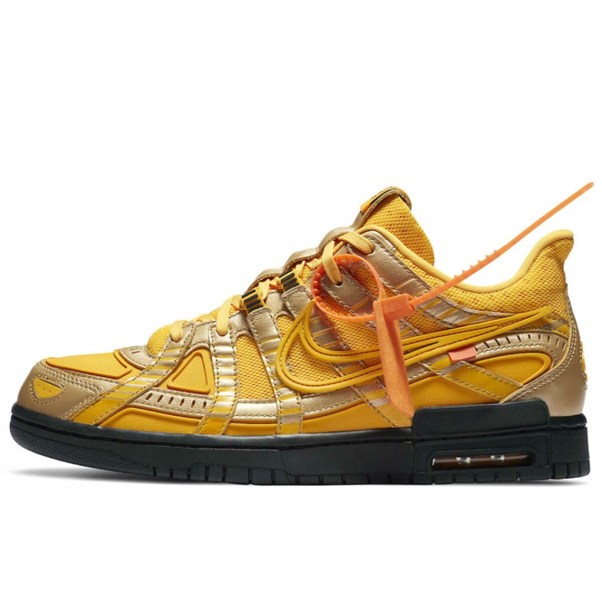 off-white x nike air rubber dunk university gold black CU6015_700