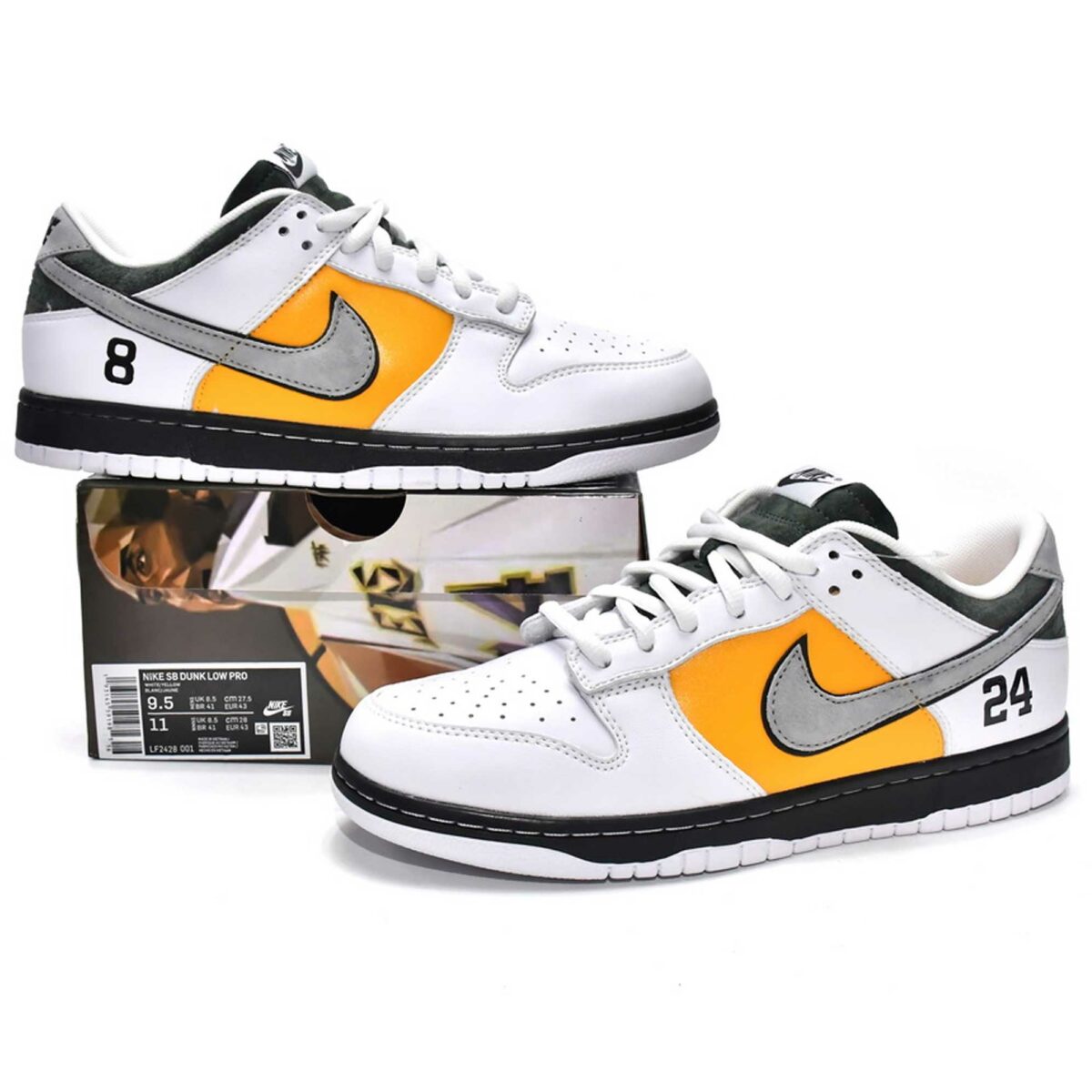 nike sb dunk low kobe white yellow green black LF2428_001