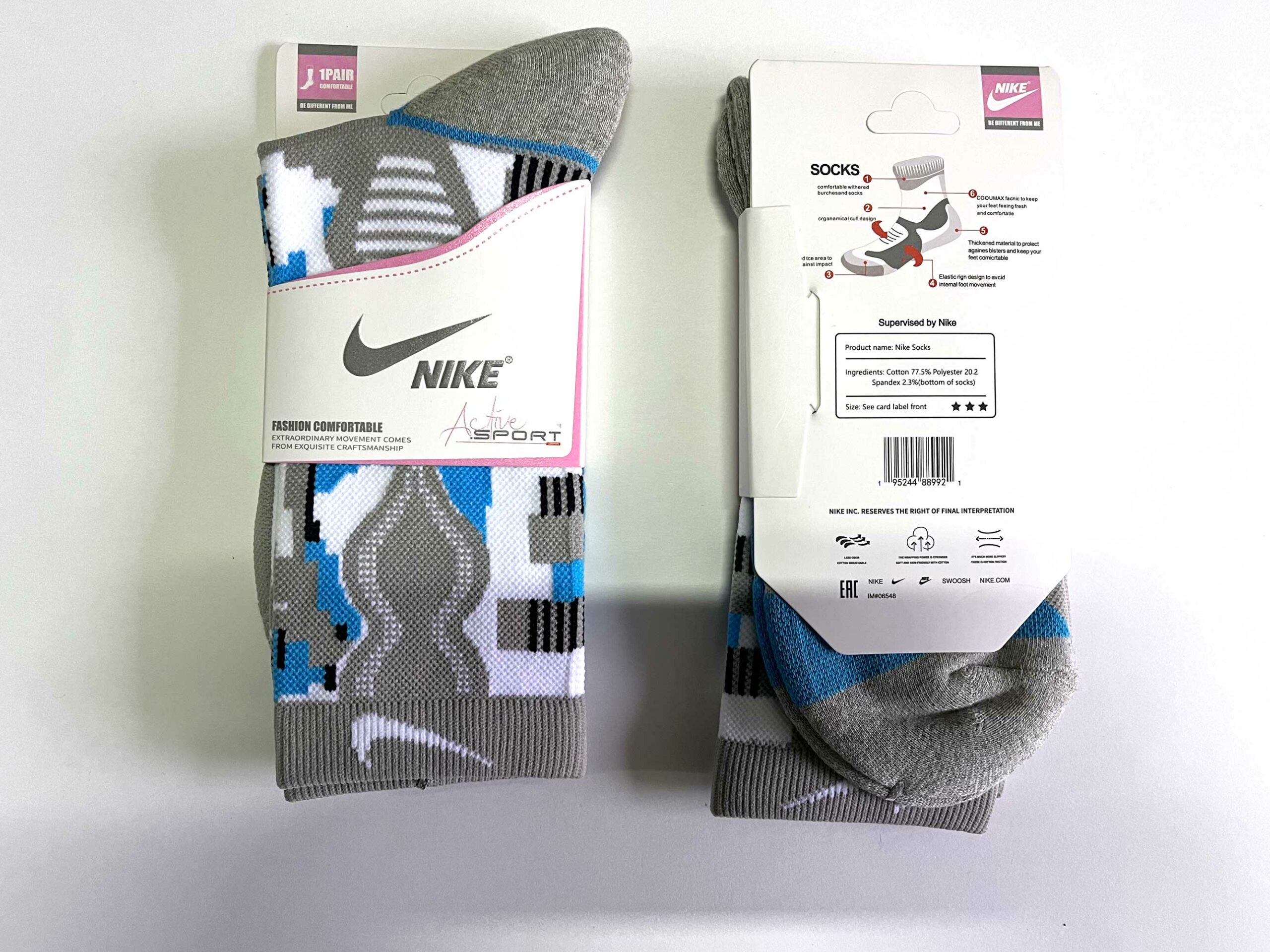 nike socks active sport grey купить